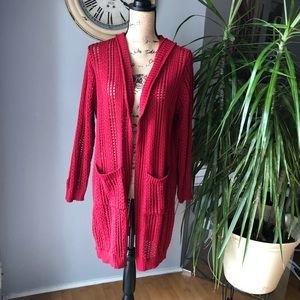 NWOT. Red knitted long sleeve cardigan